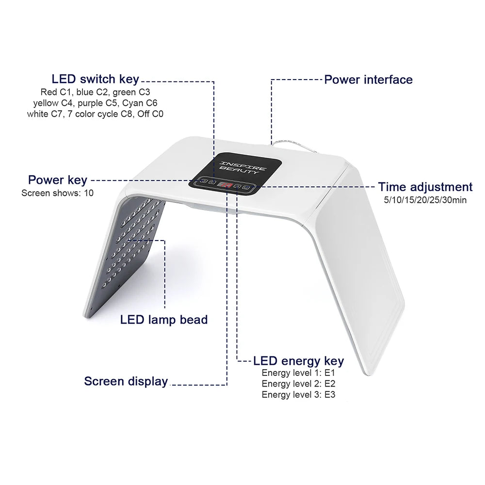160 LEDs Foldable 7 Colors LED Photon Machine Home Use Beauty Salon LED Facial Body SPA Mask PDT Machine Face LED Mask Skin Care