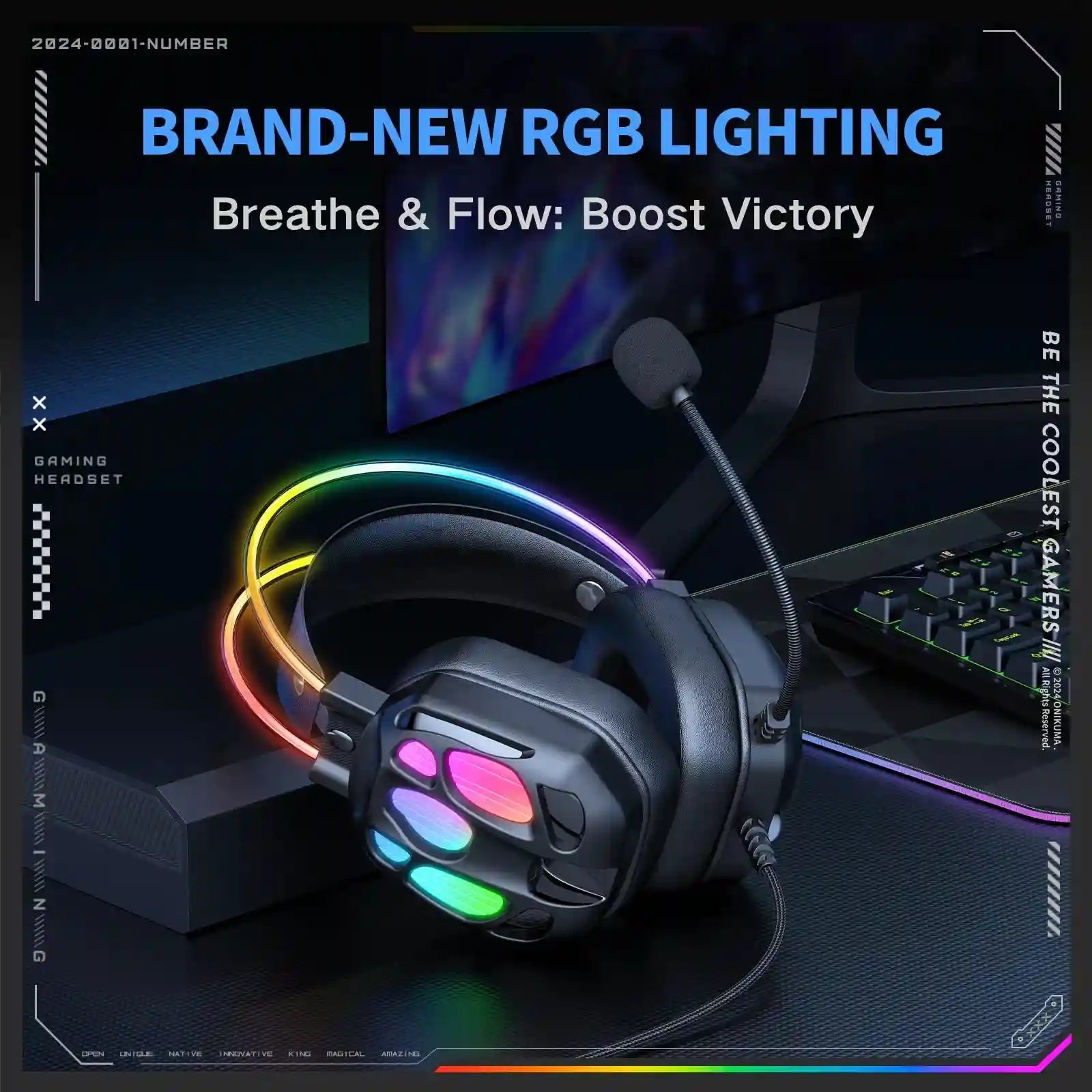 ONIKUMA X89 Gaming Headphones: Surround Sound Over-Ear Wired Headset Tidesmit