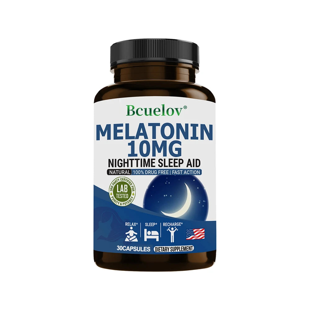 Bcuelov Melatonin 10 Mg Supplement Fast Natural Extended Rest Sleep Aid Insomnia Vitamins