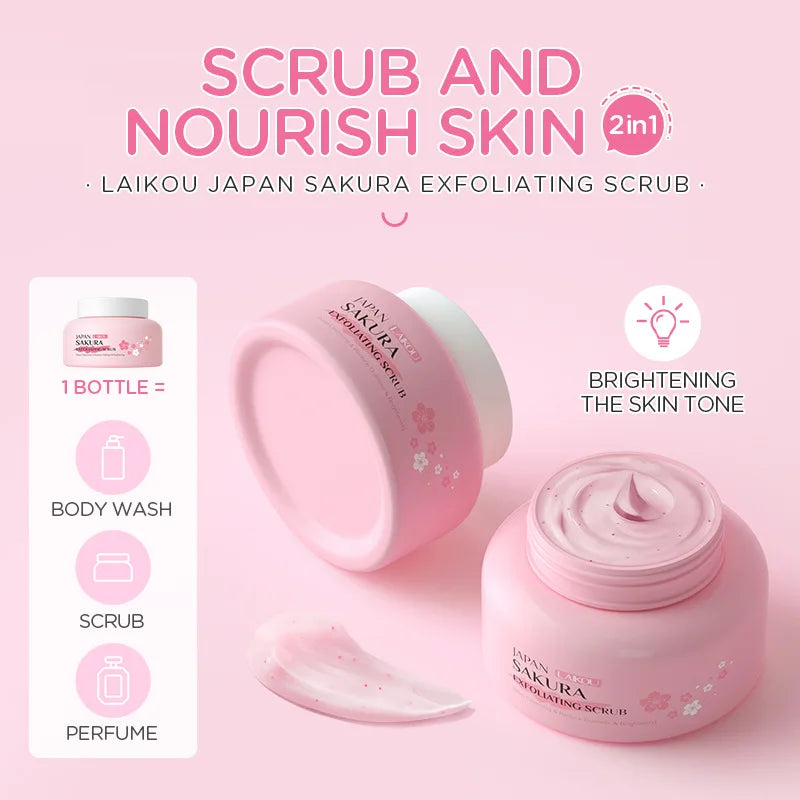Sakura Exfoliating Scrub for Face & Body 100g - Natural Deep Cleansing Formula Scrubs Treatments Tidesmit