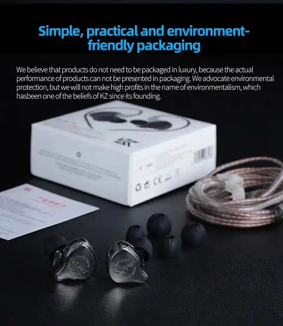 KZ EDC Pro Hi-Fi Wired In-Ear Monitors - Audiophile Stereo Earbuds Tidesmit