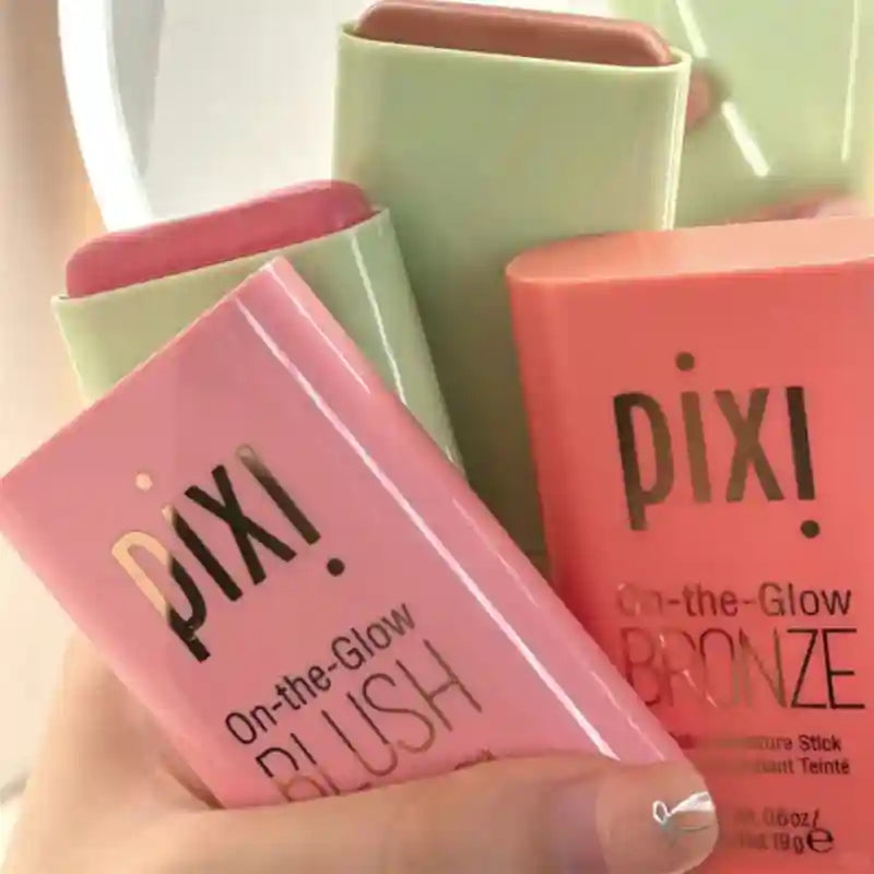 Tidesmit Pixi On-the-Glow creamy blush stick in ruby juicy shade hydrating buildable face makeup for all skin tones