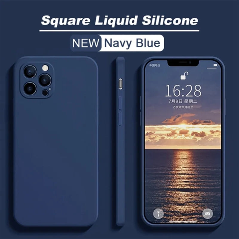 iPhone 15 Pro Silicone Case – Shock-Absorbing Slim Fit Cover Dark blue Tidesmit
