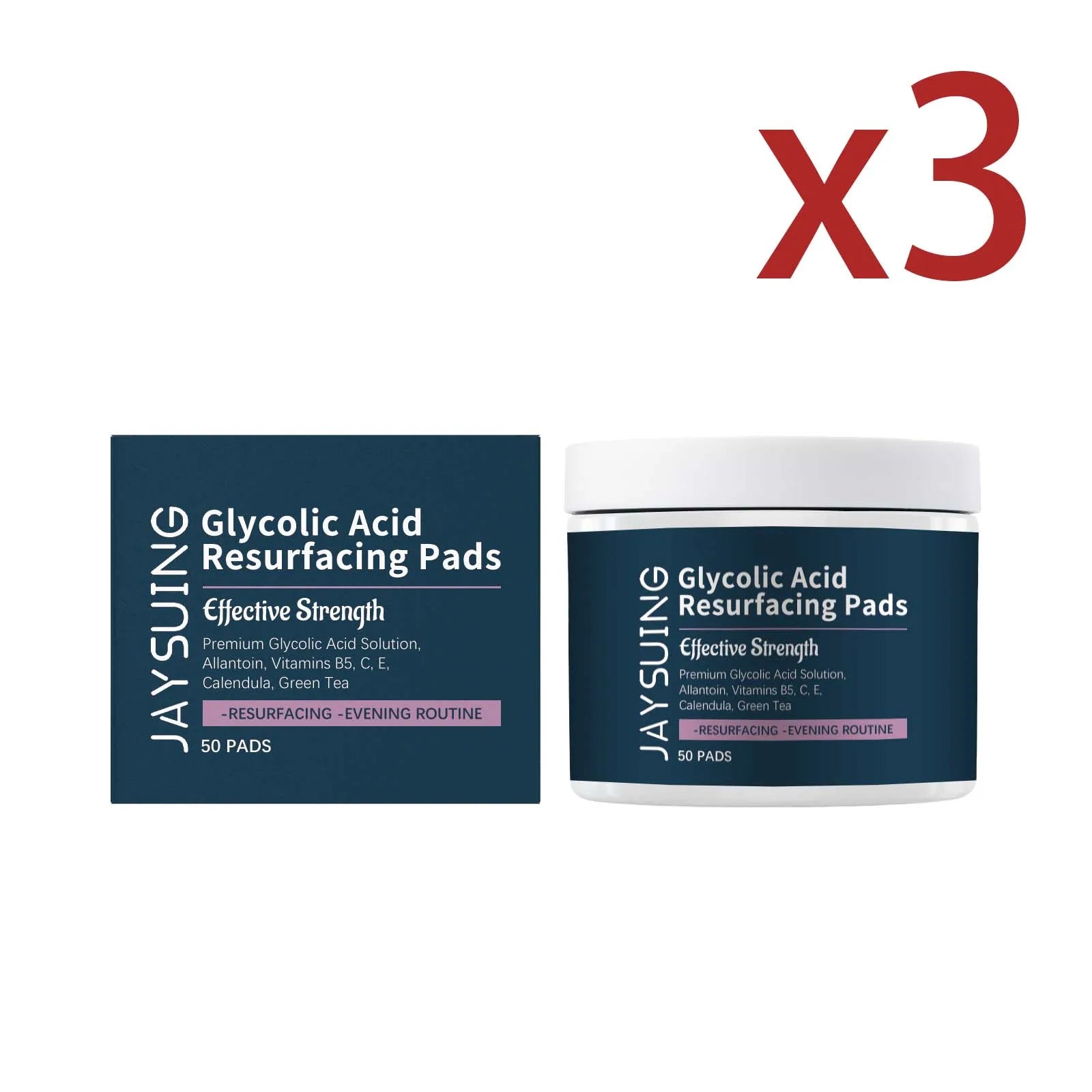 Glycolic Acid Exfoliating Pads - Professional Pore Refining Treatment Scrubs Treatments 3x50PADS Tidesmit