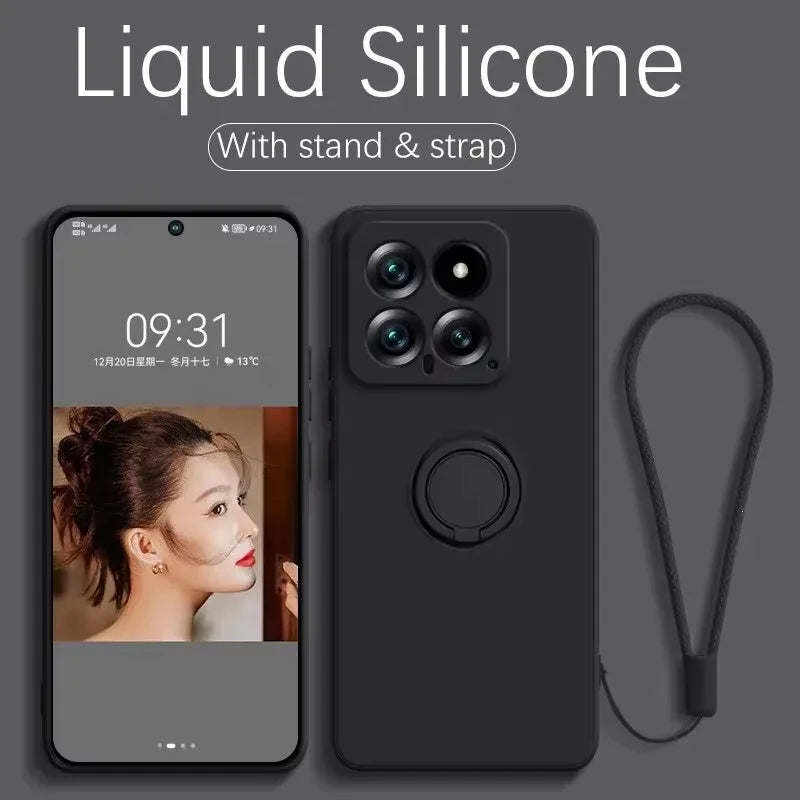 Magnetic Silicone Phone Case for Xiaomi Redmi with Kickstand Black Tidesmit