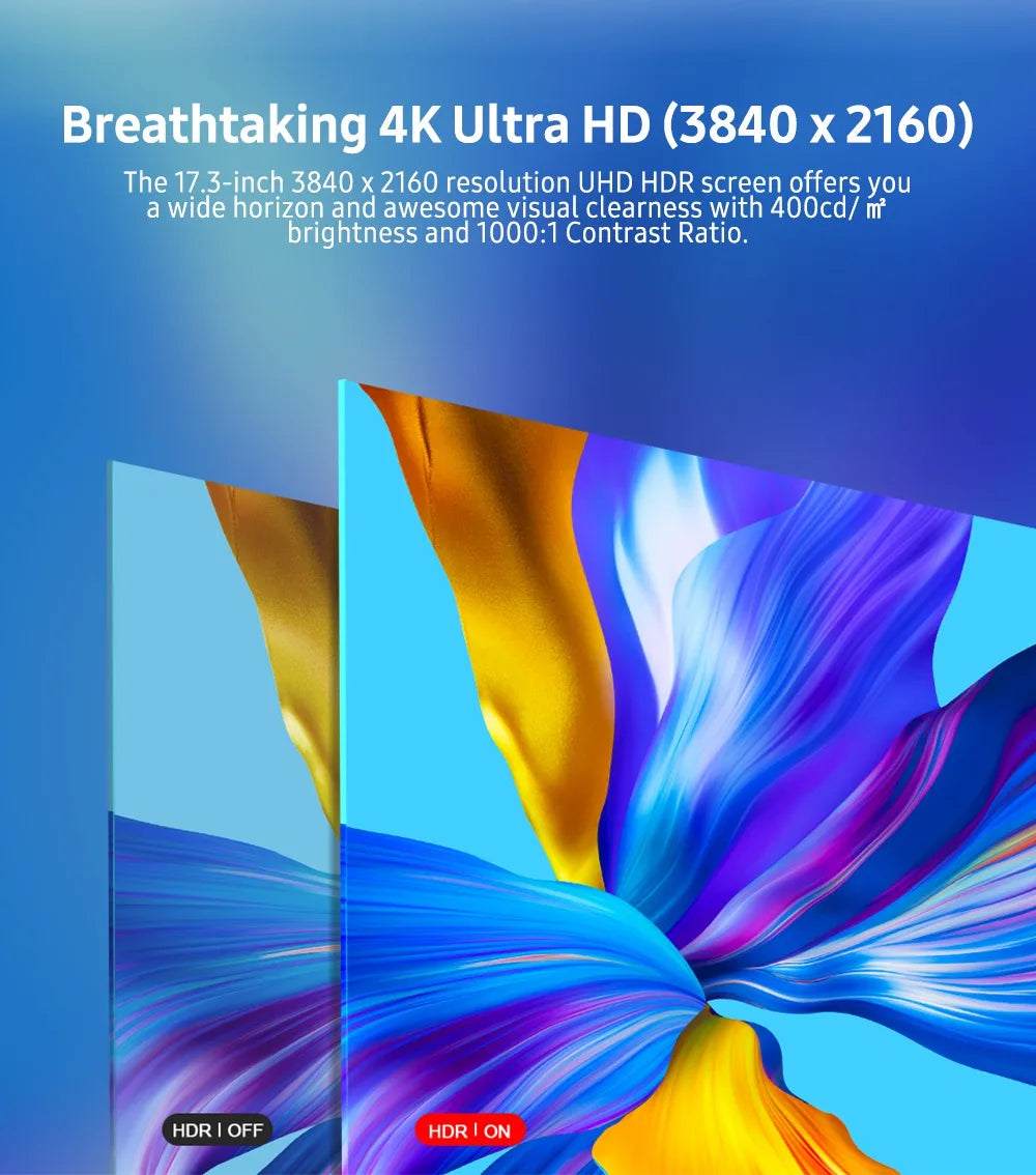 UPERFECT Truely 4K Computer Monitor 17.3" IPS UHD 500 Nit Brightness 3840X2160 USB C HDR FreeSync Speaker Type-C HDMI OTG VESA