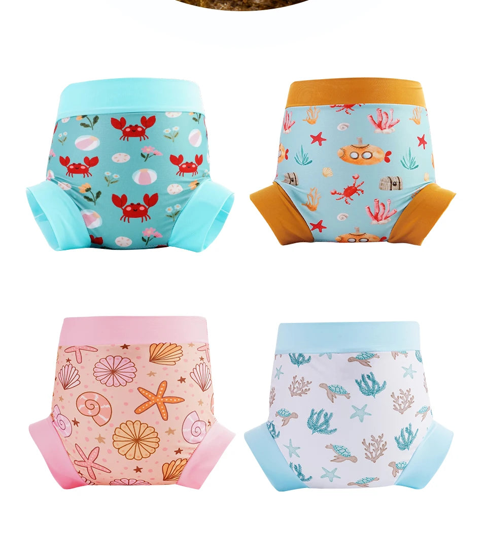 Happyflute 1 Pc Baby Leakproof Swimming Diaper Newborn Baby High Waist Swim Nappies Washable Reusable Baby Swimwear Cloth Nappys