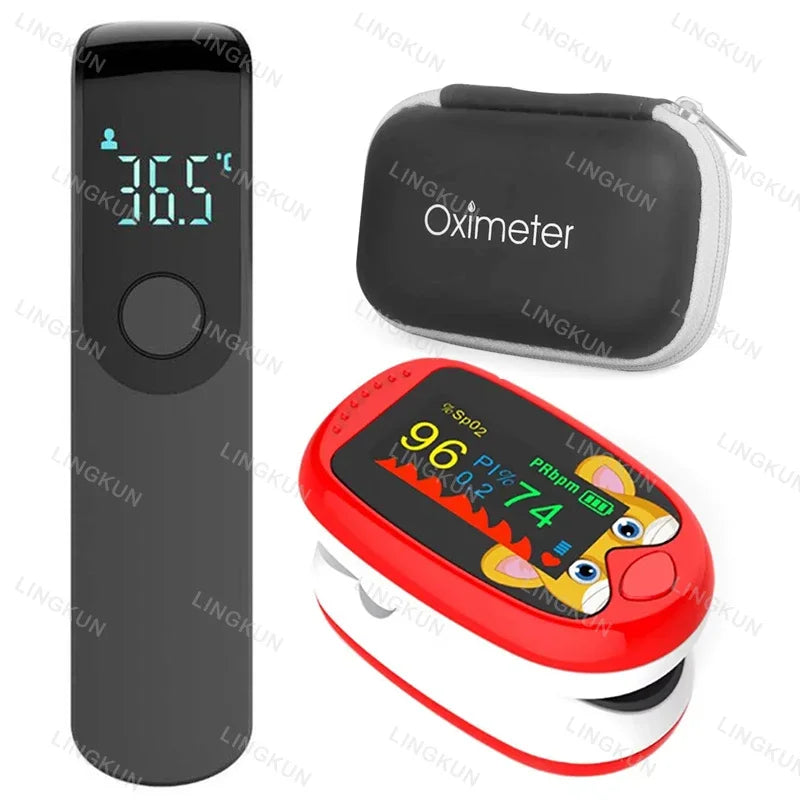 USB Pediatric Oximeter Finger Blood Oxygen Monitor for Children Pulse Oximeter OLED Digital Oximetro Home Medical Thermometer
