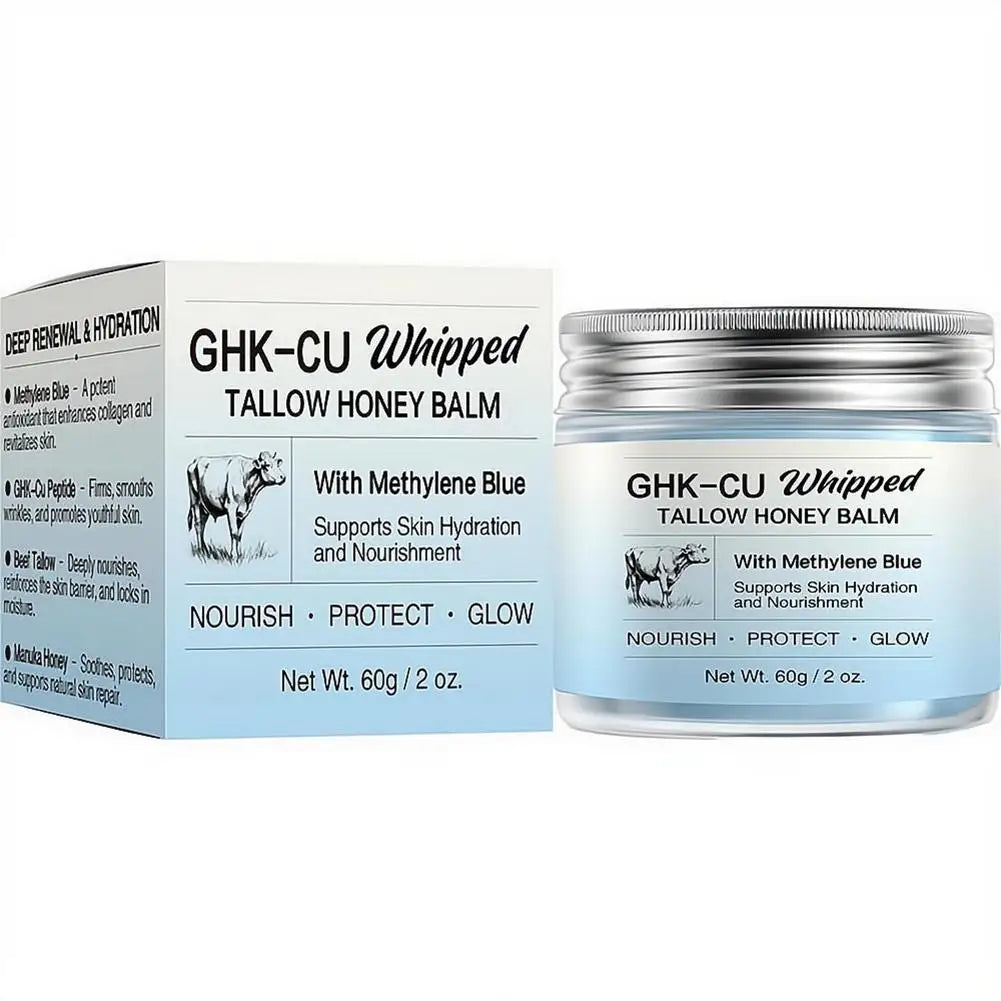 1/2/3pcs Ghk-Cu Beef Tallow Honey Balm Repair Dry Skin Deep Hydration Nourish Non-Greasy Brightening Even Skin Whipped Tallow Ho