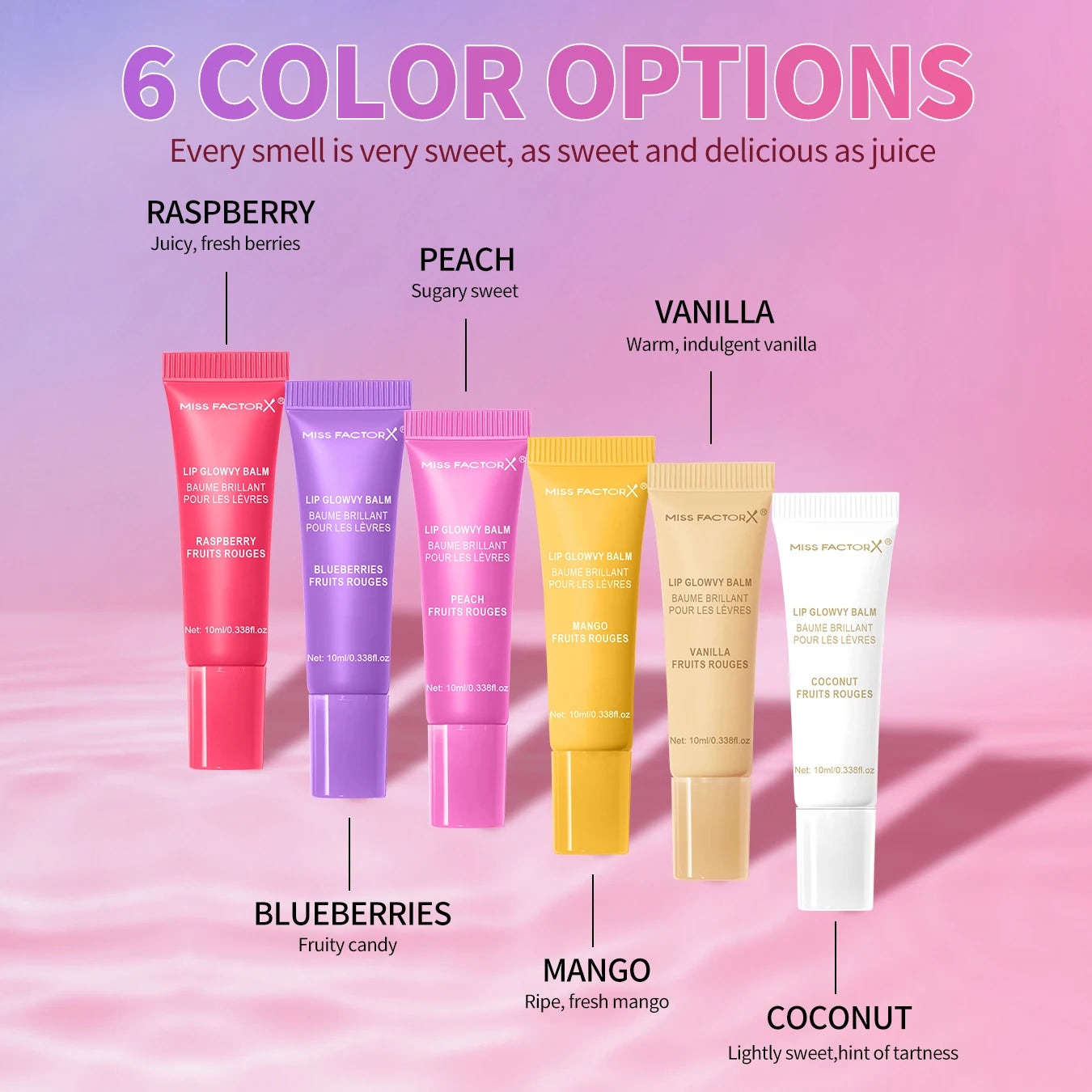 Fruit Flavored Lip Oil Set – 6-Piece Hydrating Lip Care Treatment Lip Care Tidesmit