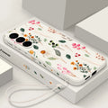 Floral Samsung Galaxy S25 Ultra Case | Slim Shock-Absorbing Cover A088 Beige-Lanyard Tidesmit
