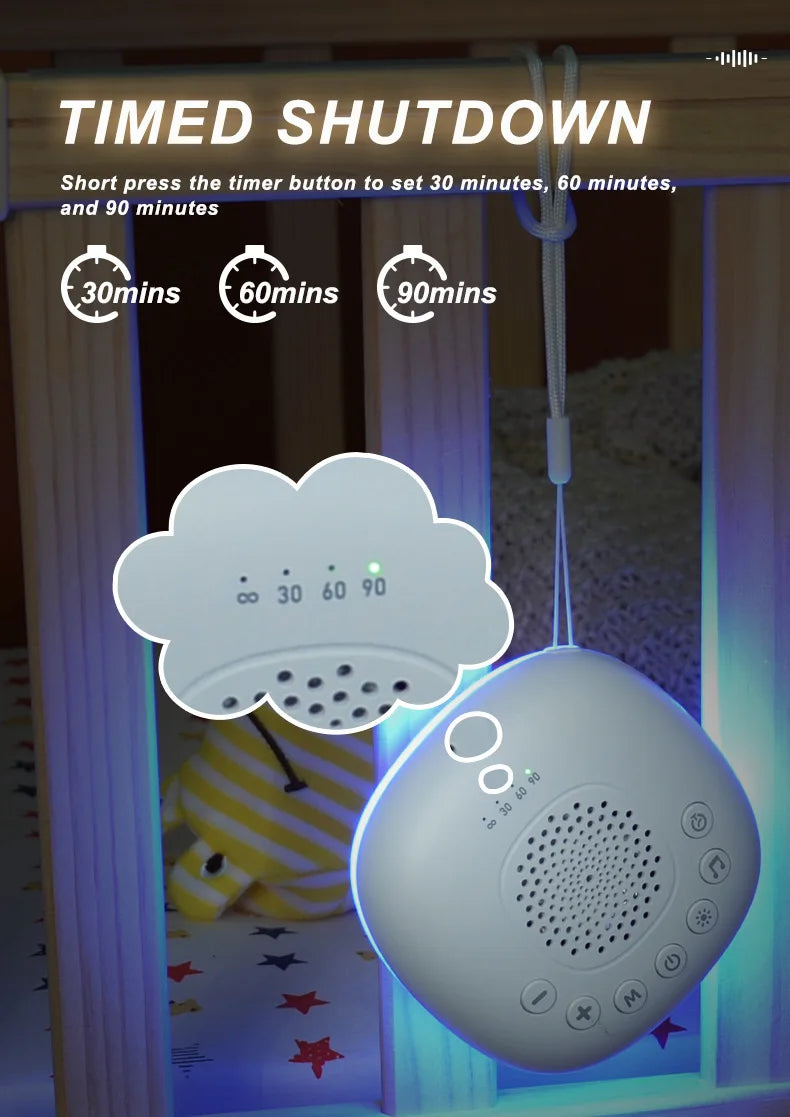 6/10/20Songs White Noise Sound Machine Portable Baby SleepMachine Soothing Sounds Volume Adjustable Builtin Rechargeable Battery