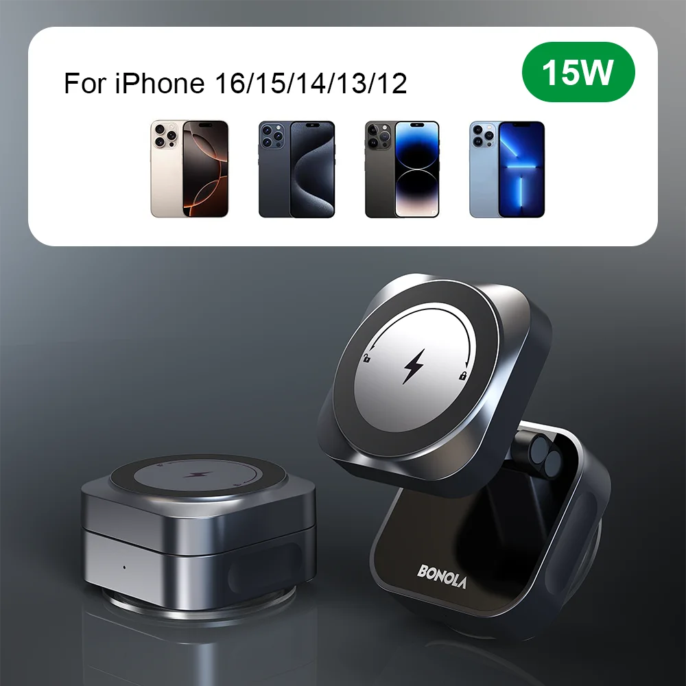 Vacuum Suction Wireless Charger - 15W MagSafe Compatible Stand Tidesmit