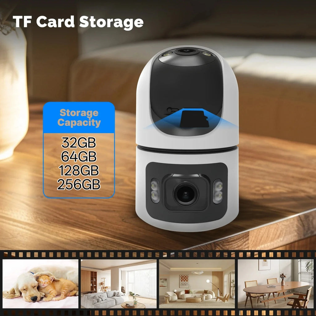 4K 8MP WiFi Surveillance Camera Dual Lens with Adjustable Bracket Two-Way Audio Onvif 10X Zoom Security Wireless Surveillance