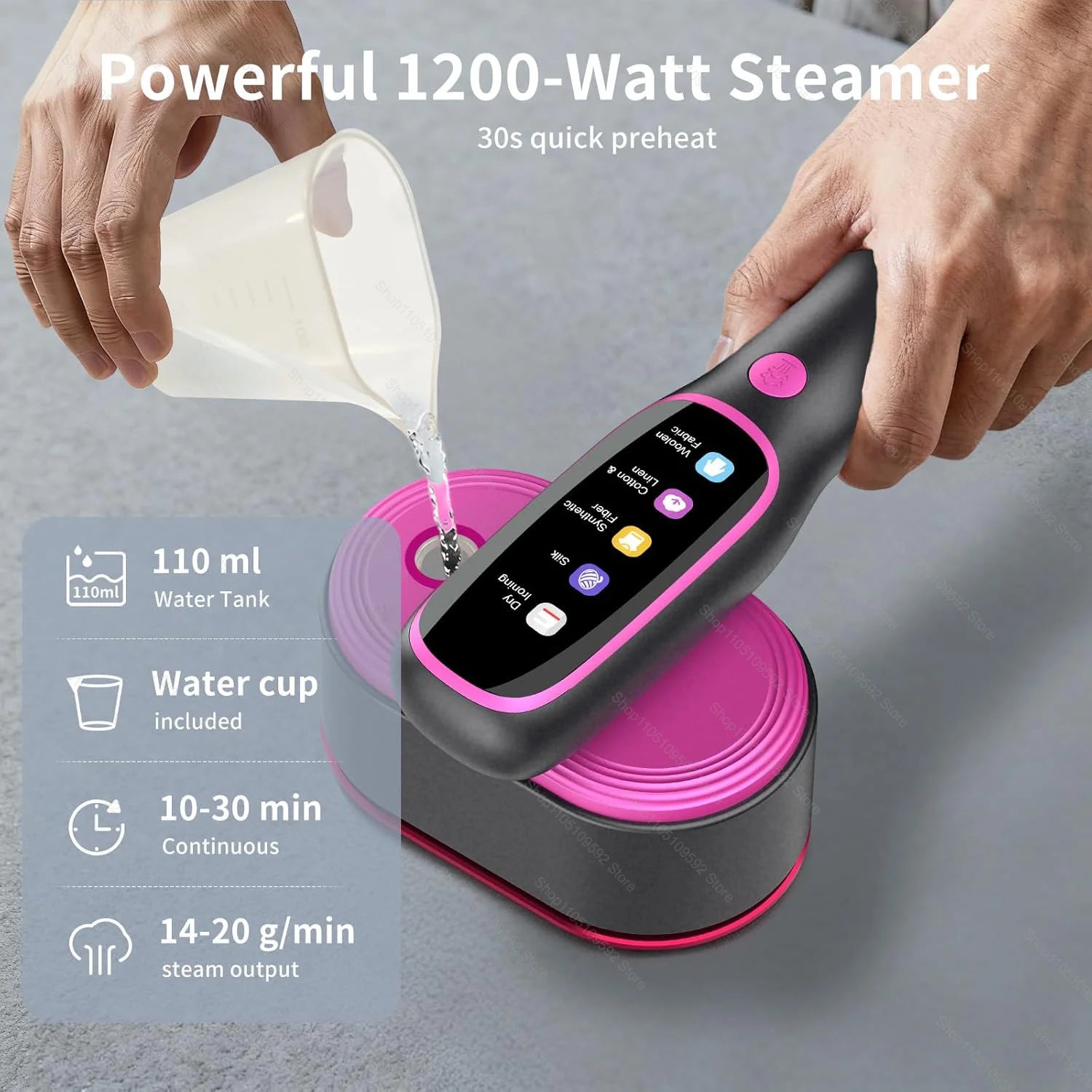 Tidesmit portable mini garment steamer featuring dual wet and dry ironing modes for home or travel use, side view