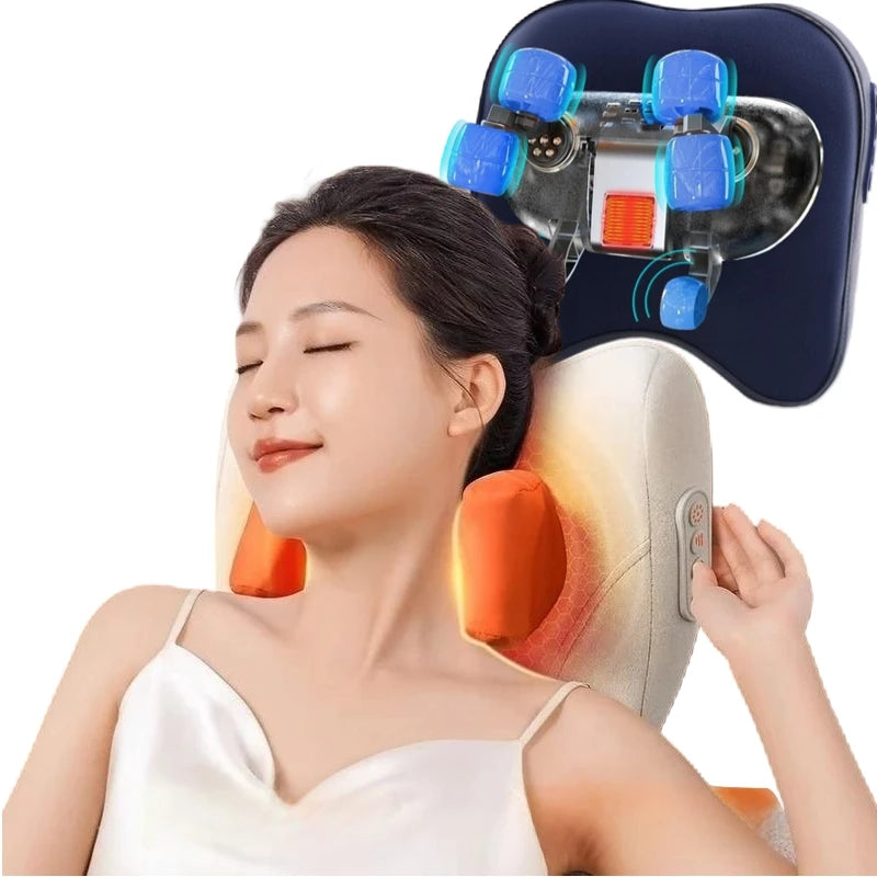Electric Massager Neck Pillow - Portable Deep Tissue with Heat Therapy Massage Cushion Tidesmit