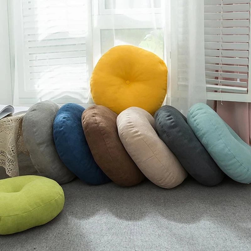 Floor Seat Cushion Thickened Meditation Chair Cushion Simple Japan Style Futon Round Cotton and Linen Tatami Balcony Cushions 방석