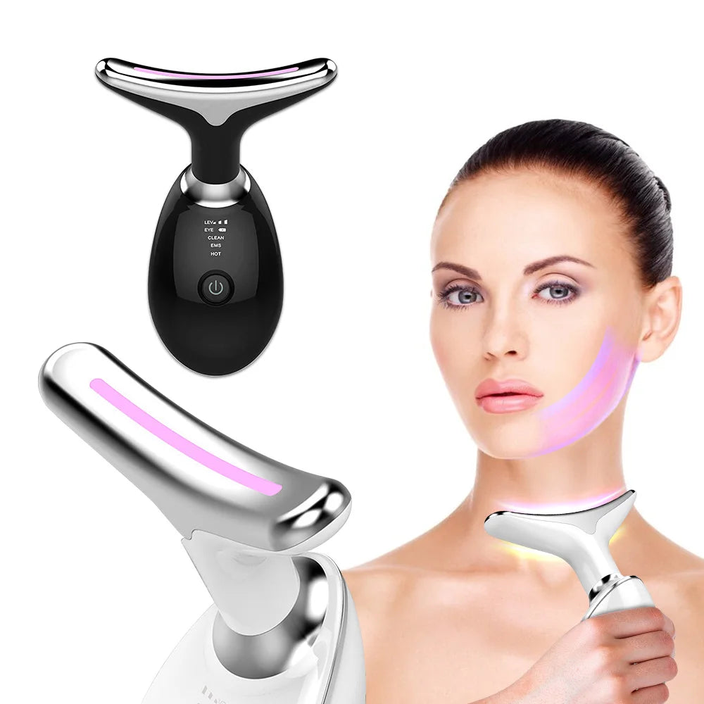 Face and Neck Lift Device - Electric Massager with LED Light Therapy Massage Cushion Tidesmit