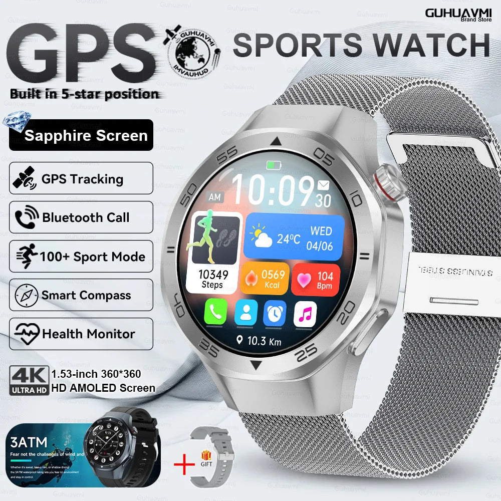 2026New Original Premium Sports SmartWatch Ultra 1.53“Display Built-in GPS Compass 3ATM Waterproof Call Fitness Tracker Bracelet