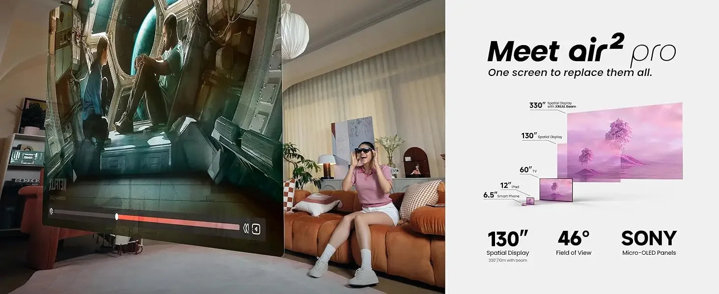 XREAL Air 2 Pro AR Glasses | 130-Inch Spatial Display for Mobile Devices Tidesmit