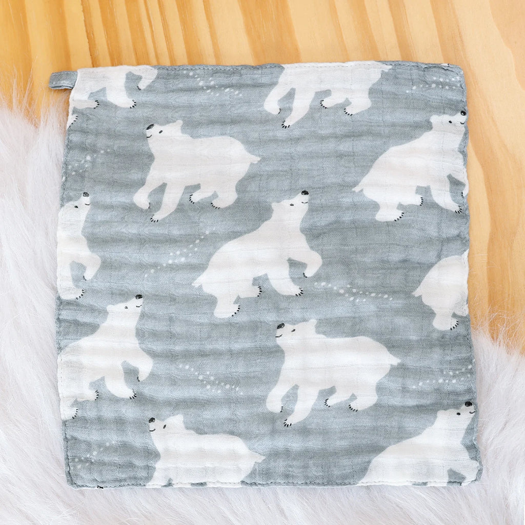 HappyFlute New 30*30CM Cute Animals Print 5PCS Set Bamboo Cotton Hanging Design Baby For Home Or Travel Use Baby Square Towel