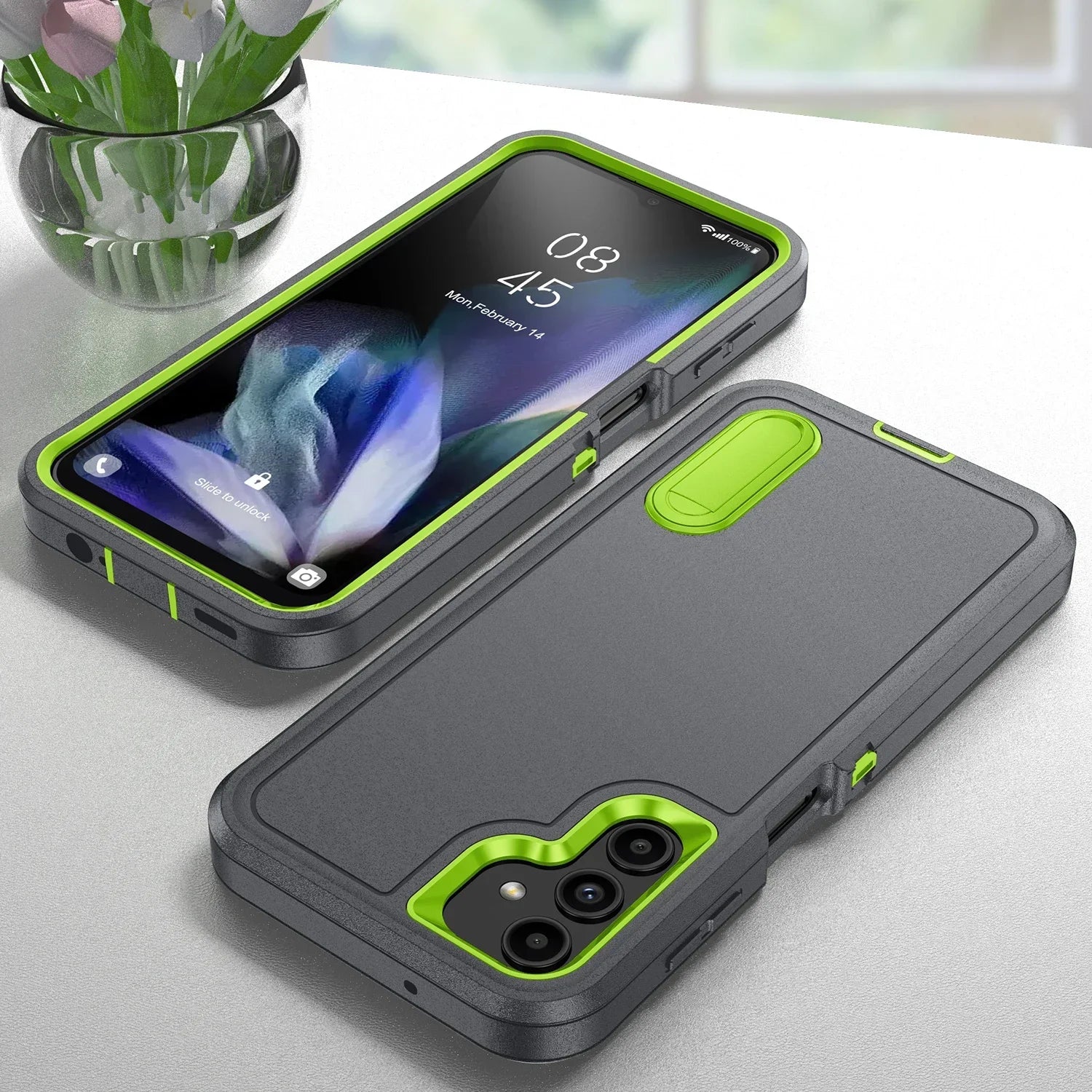Samsung Galaxy A56 Case with Integrated Kickstand - Shock-Absorbing Cover GRAY Tidesmit