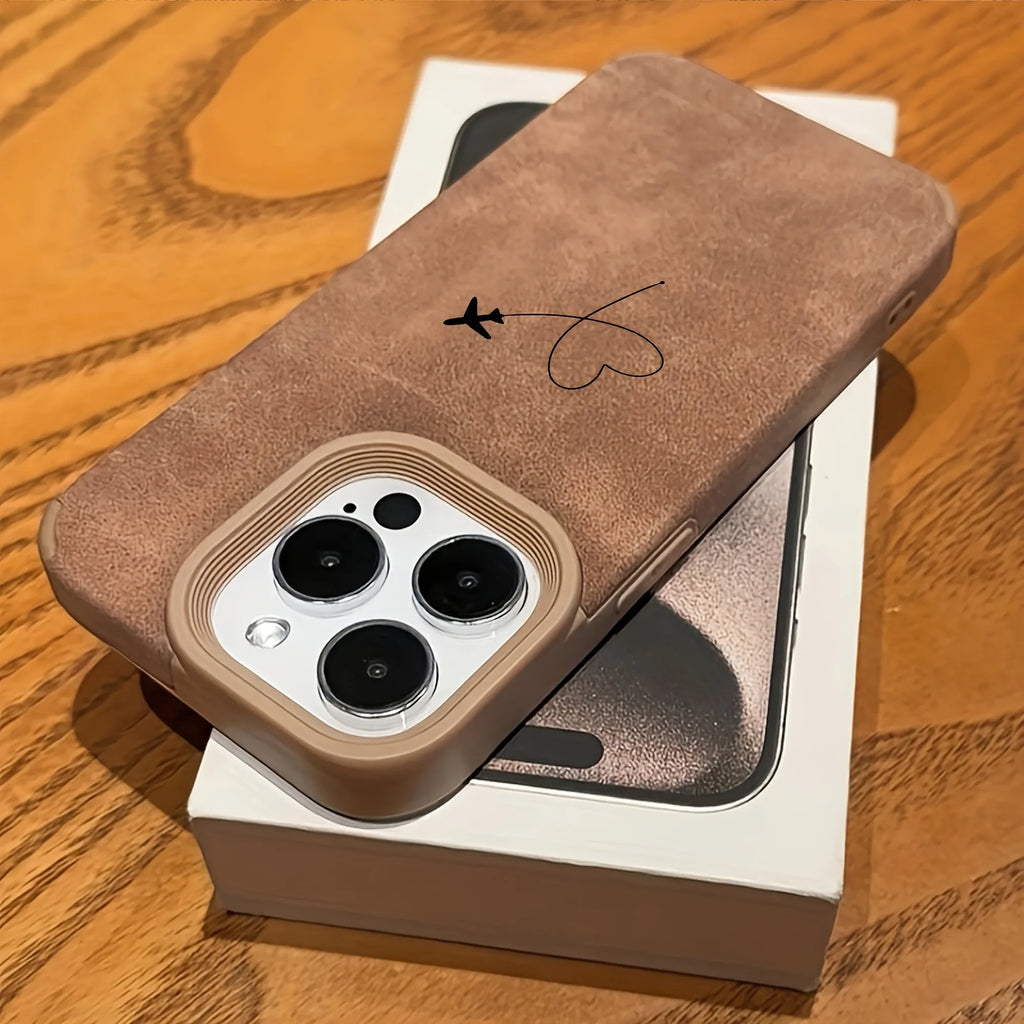 Airplane Heart iPhone Case: Durable Faux Leather Shock-Absorbing Cover Tidesmit