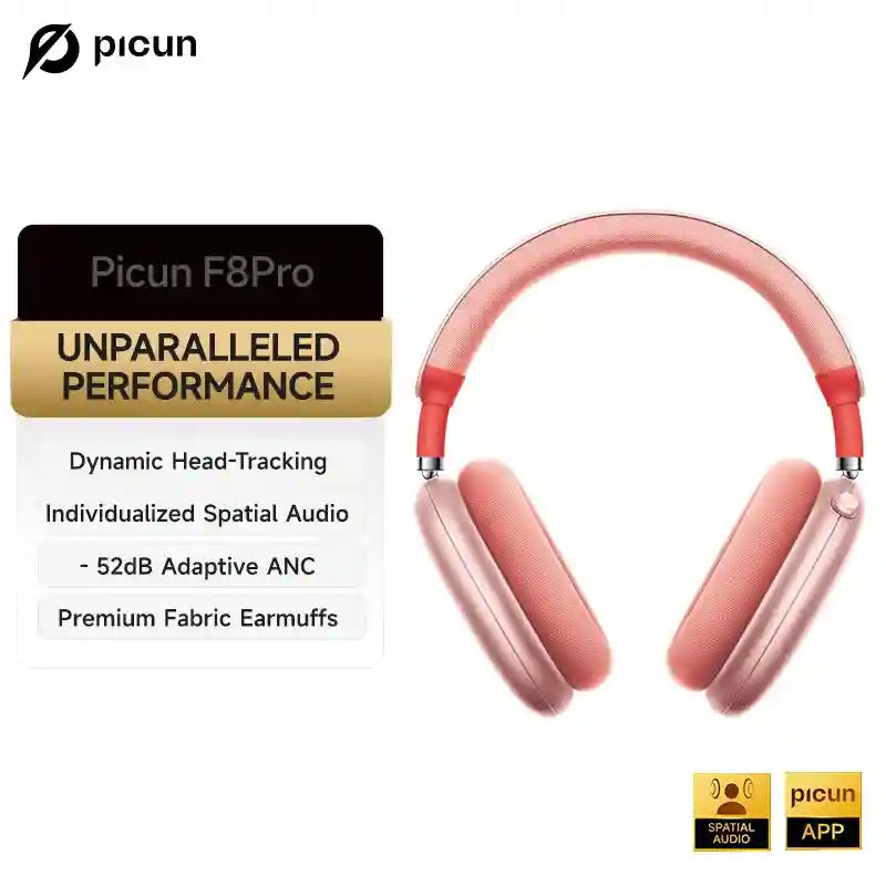 Wireless Noise Cancelling Headphones - Over-Ear 3D Spatial Audio F8 Sunrise Powder Tidesmit