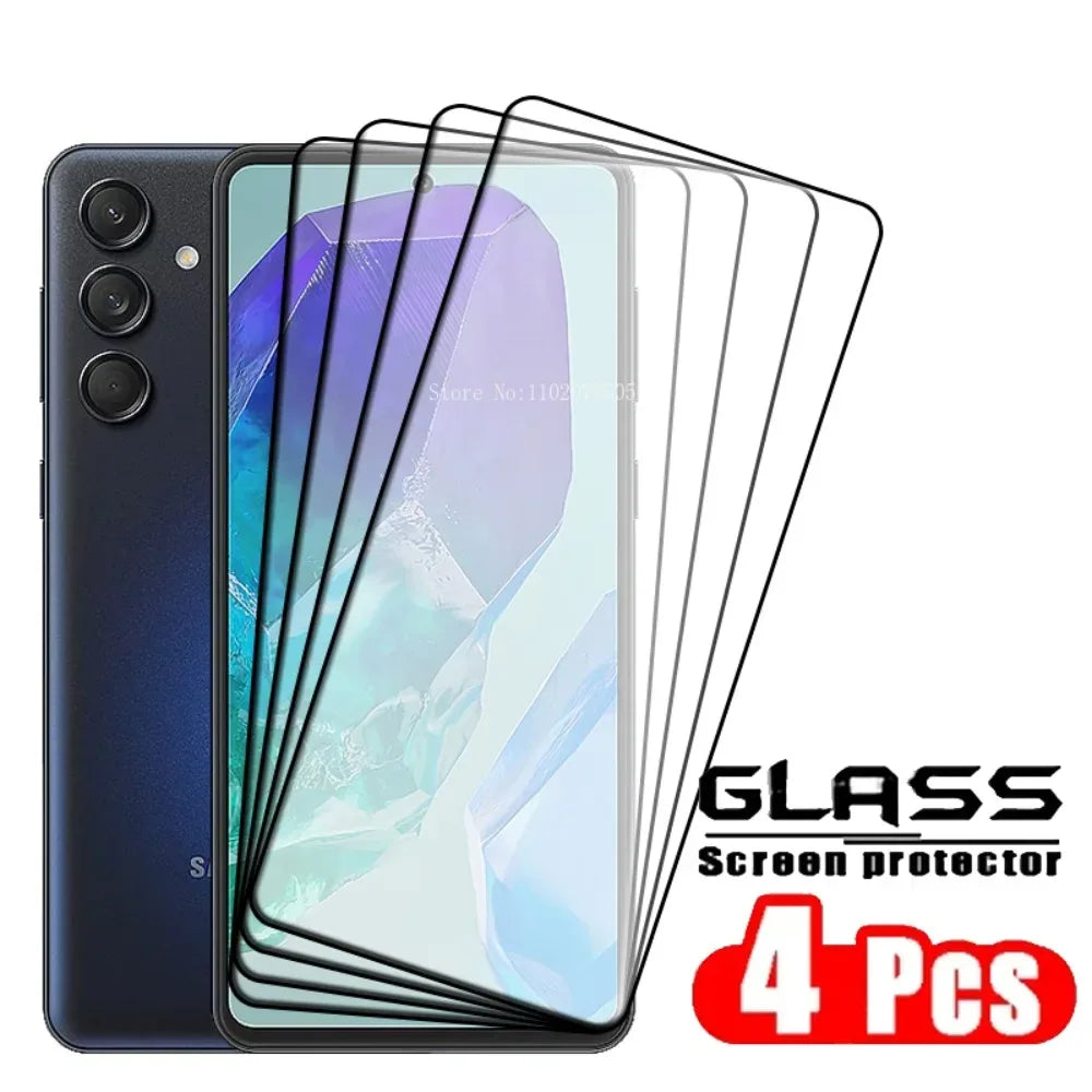 Samsung Galaxy M55 Screen Protector 4-Pack - 9H Tempered Glass Full Cover 4 Front Glass High Definition Tidesmit