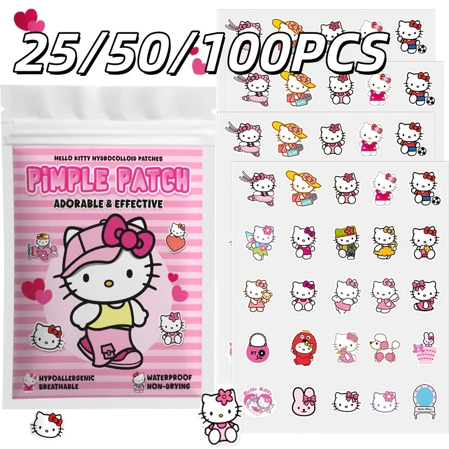 25/50/100PCS Sanrio Hello kitty Cartoon hydrocolloid acne patch - facial decorative sticker - covers blemishes and acne scars.