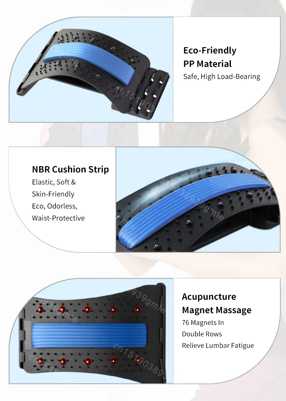 Adjustable Back Stretcher Lumbar Support Massager for Muscle Relief Massage Chairs Tidesmit