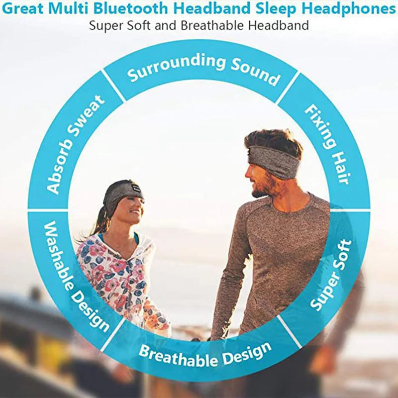 Wireless Sleep Headphones Headband - Soft Elastic Audio for Restful Nights Tidesmit