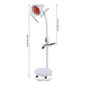 275W therapeutic infrared heat lamp for pain relief with adjustable floor stand, timer, and protective bulb cage.