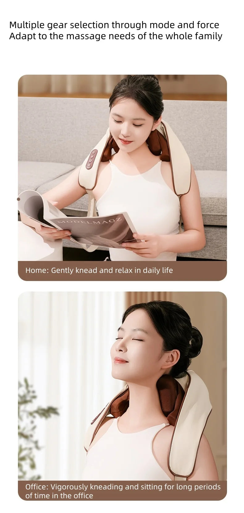 Electric Neck and Shoulder Massager with Heat for Deep Tissue Relief Massage Chairs Tidesmit