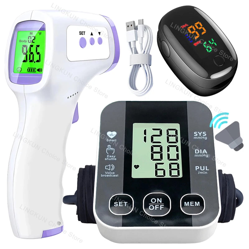 English Voice Digital LCD Tensiometers Blood Pressure Monitor Heart rate Meter Large Cuff Sphygmomanometer Portable Tonometer
