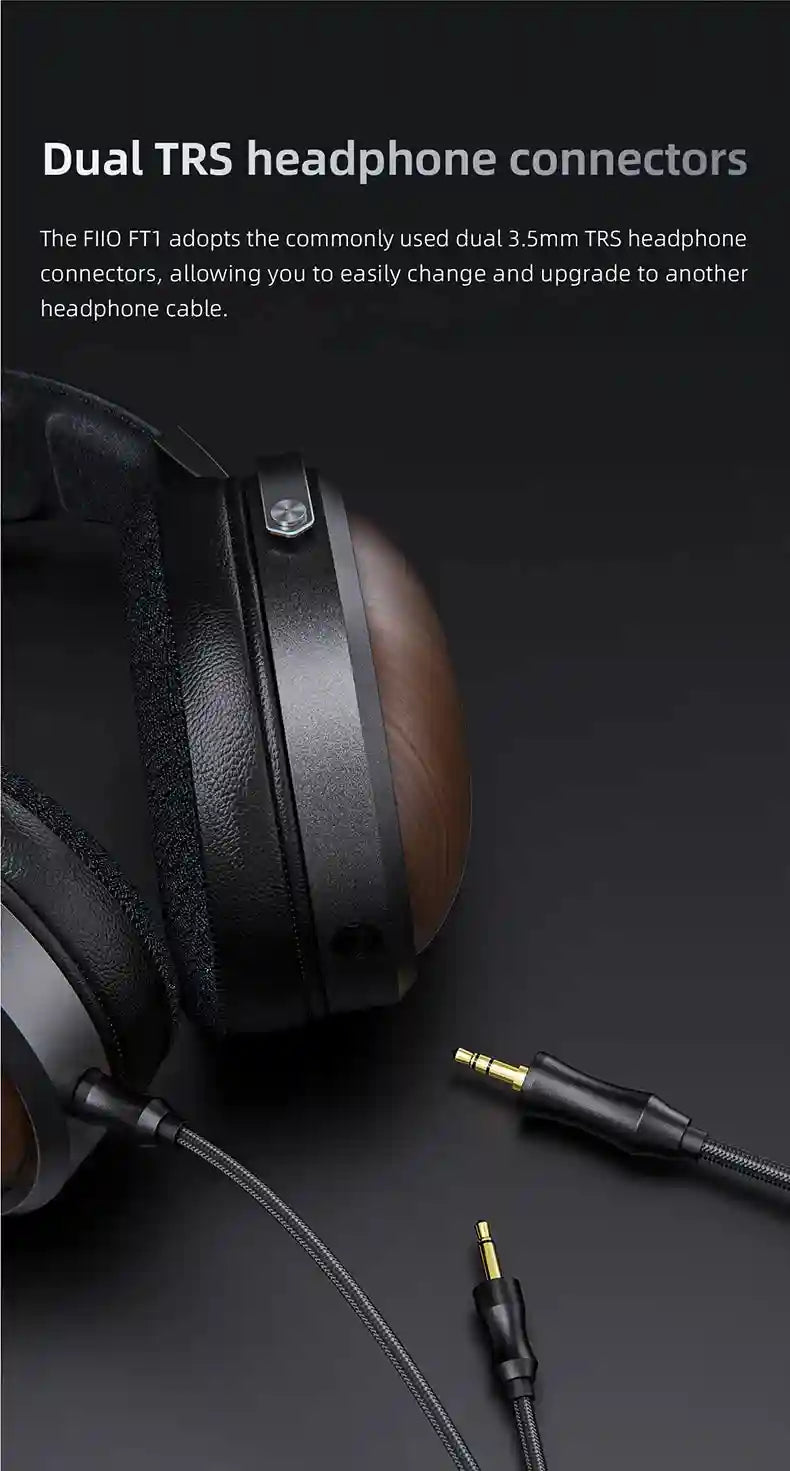 FiiO FT1 Closed-Back Over-Ear Headphones with 60mm Wood Driver Tidesmit