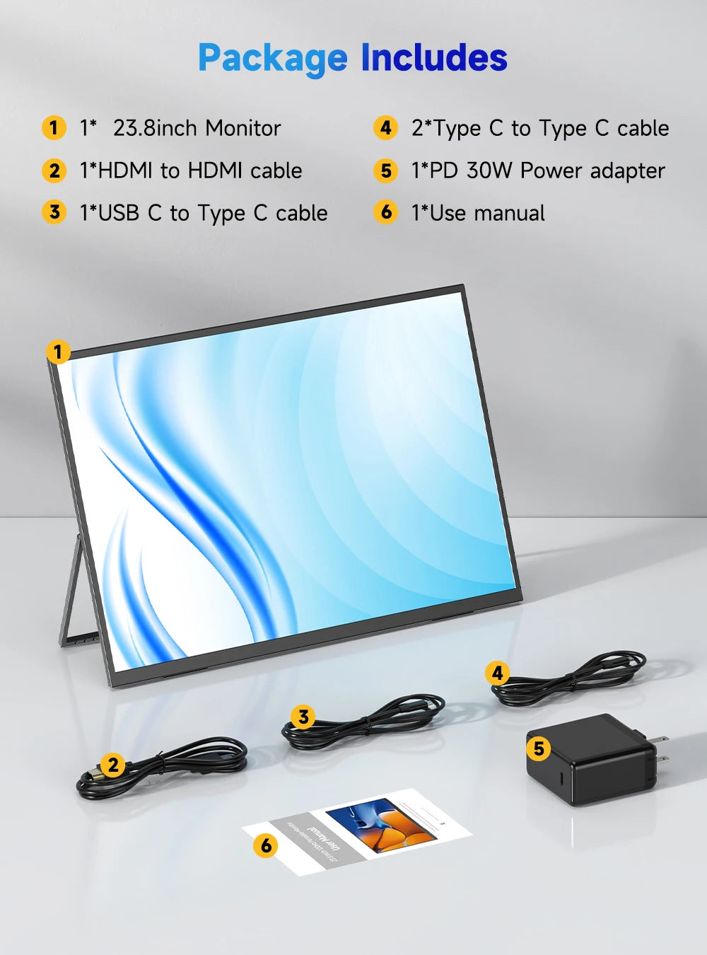 UPERFECT 23.8” Touchscreen Large Computer IPS Display With Stand 120Hz Desktop Monitor For XBox Switch PS5 Gaming Extend Screen