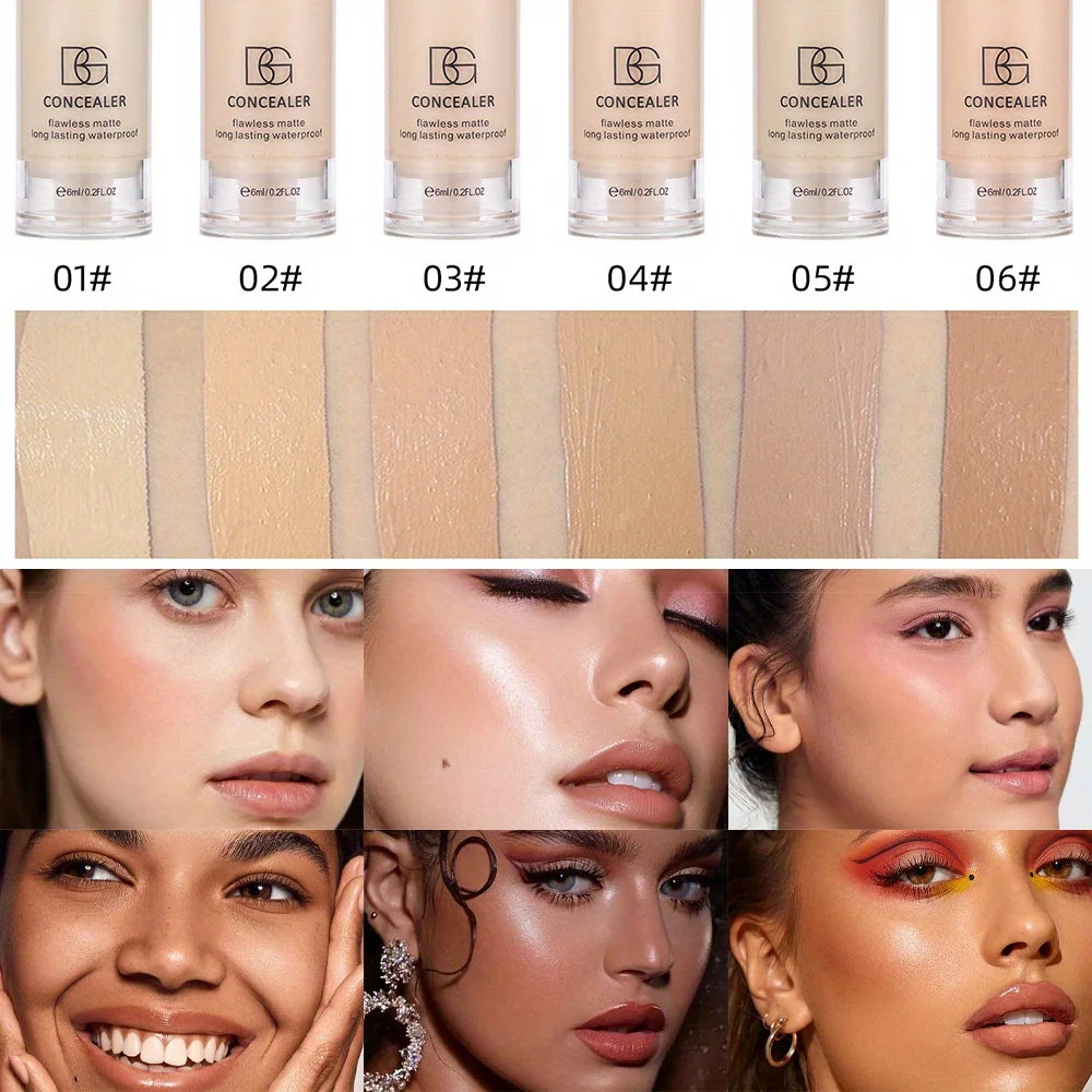Tidesmit 5 color liquid concealer showing full coverage matte texture and oil control for natural nude skin finish