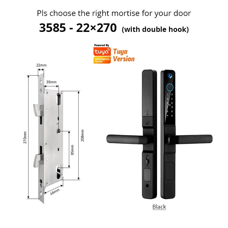 Smart Lock with Camera Door Viewer Waterproof IP66 Tuya WiFi Fingerprint Password Sliding RFID Card Sliding Electronic Door Lock