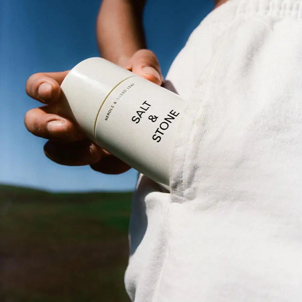 Tidesmit SALT&STONE sandalwood fragrance deodorant stick for long-lasting, non-sticky underarm odor protection.