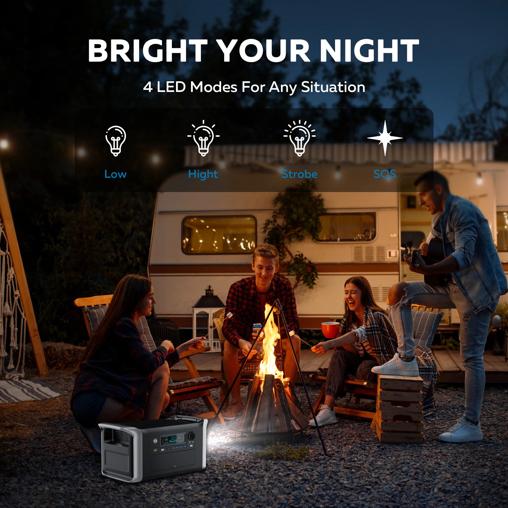 CTOLITY 1024Wh LiFePO4 Portable Power Station 1600W Pure Sine Wave Solar Generator 110V AC Ports Camping Outdoor Garden Party