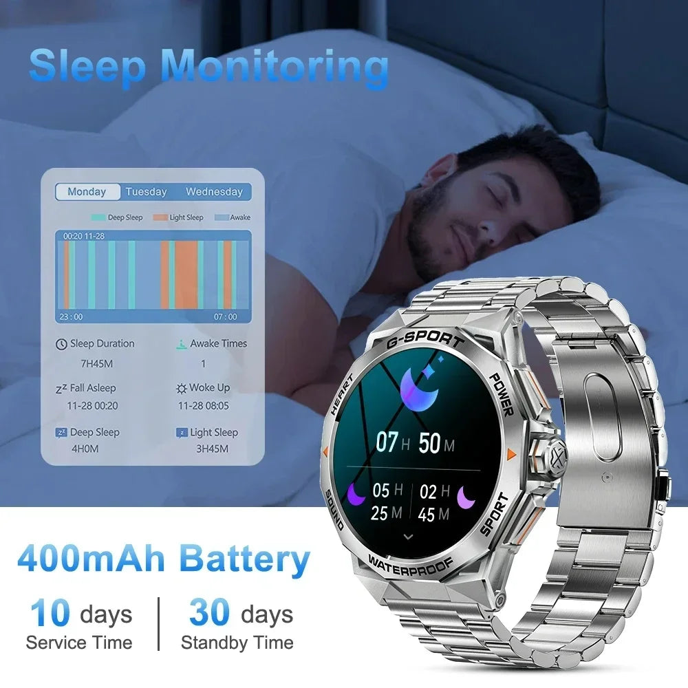 1.43inch AMOLED Screen Smartwatch Men Outdoor Sports Fitness 400mAh Large Battery Bluetooth Call Music Heart Rate Smart Bracelet