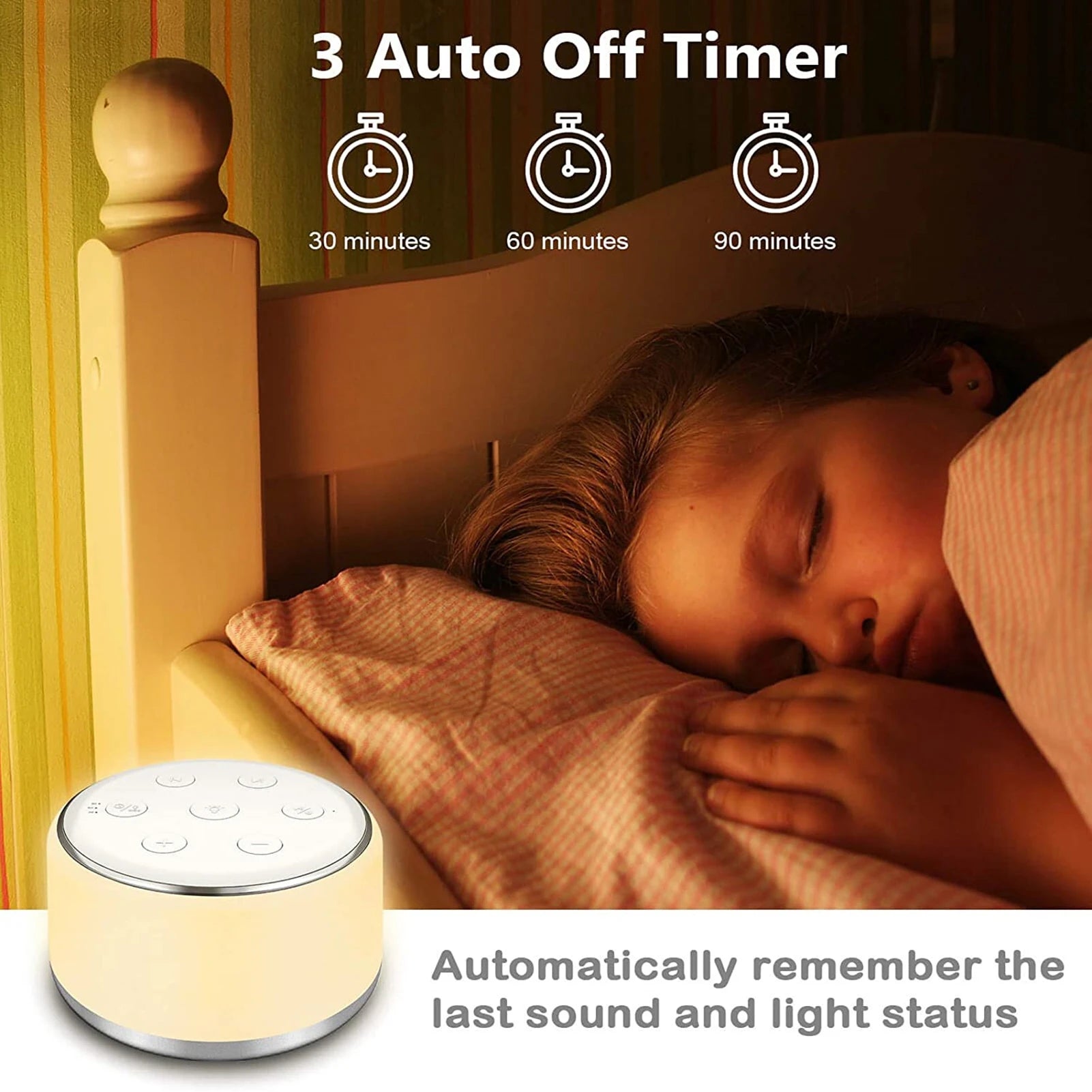 Desktop Sleep Sound Machine White Noise Machine for Baby Sleep Soother 7 Colors Night Lights 34 Soothing Sounds and Timer