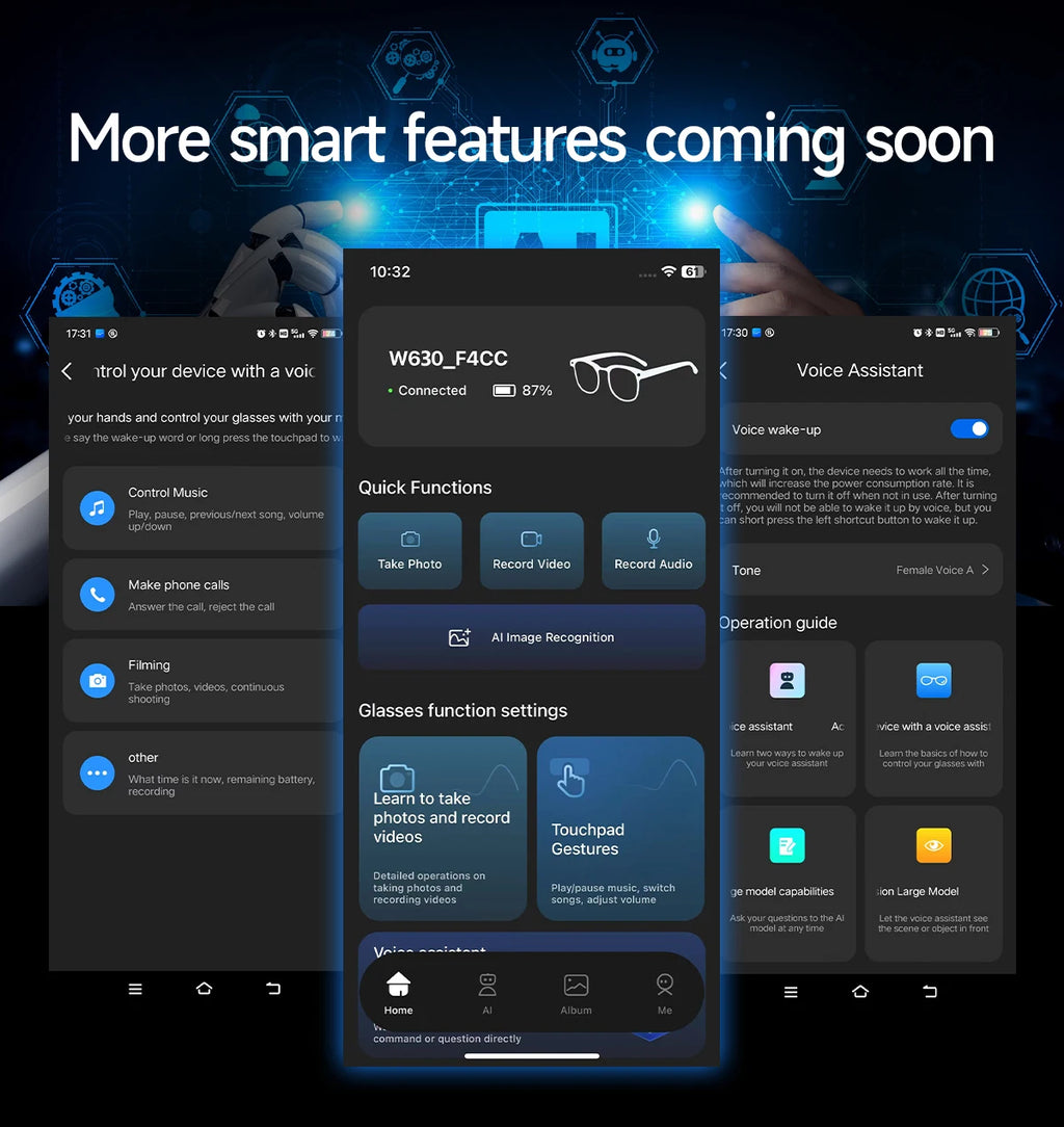 Smart Bluetooth Glasses with AI Camera and Live Translation - Tidesmit Tidesmit