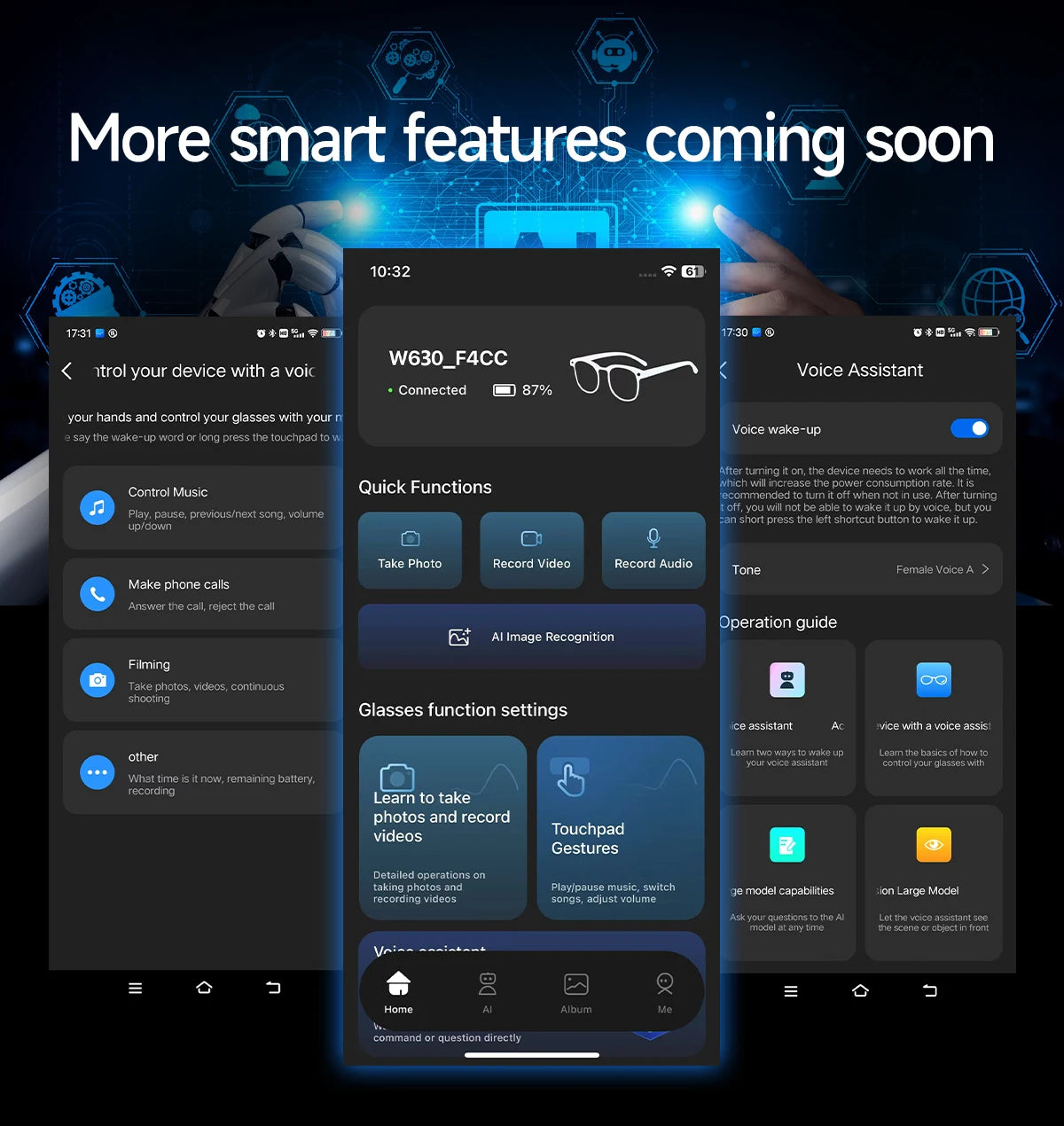 AI Smart Glasses with 4K Camera, Bluetooth, and Spatial Audio - Tidesmit Tidesmit