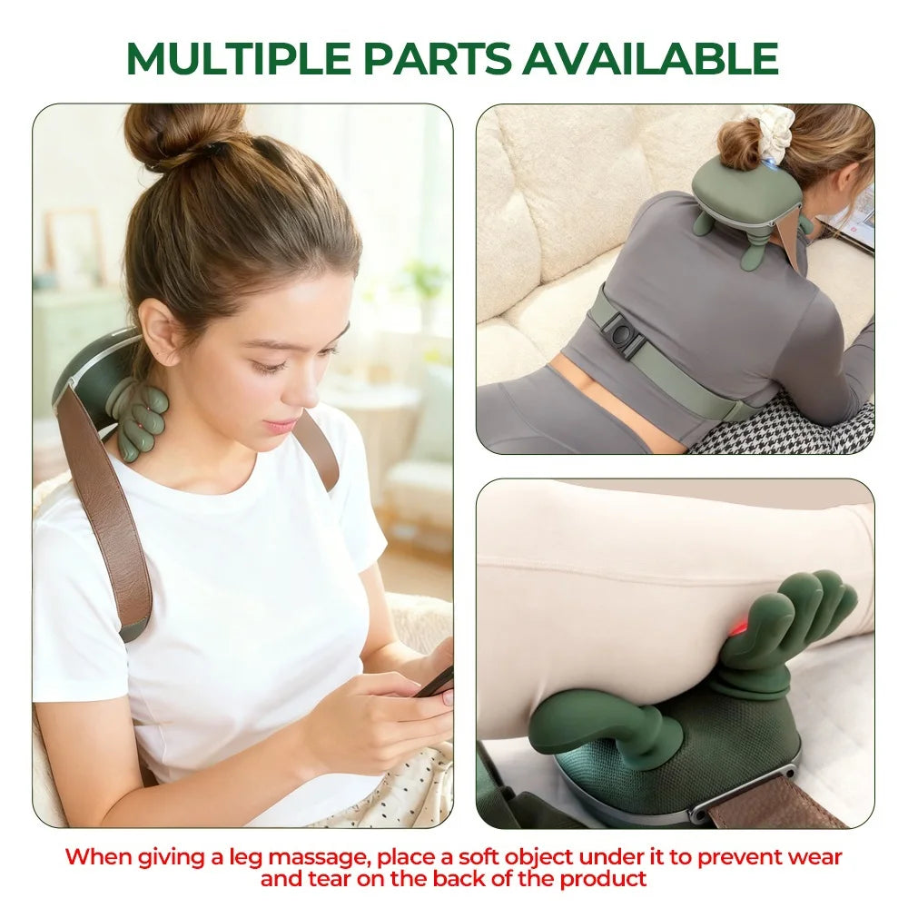 Electric Neck & Shoulder Massager | Deep Tissue Heat Therapy | Green Body Shaping Massage Equipment Tidesmit
