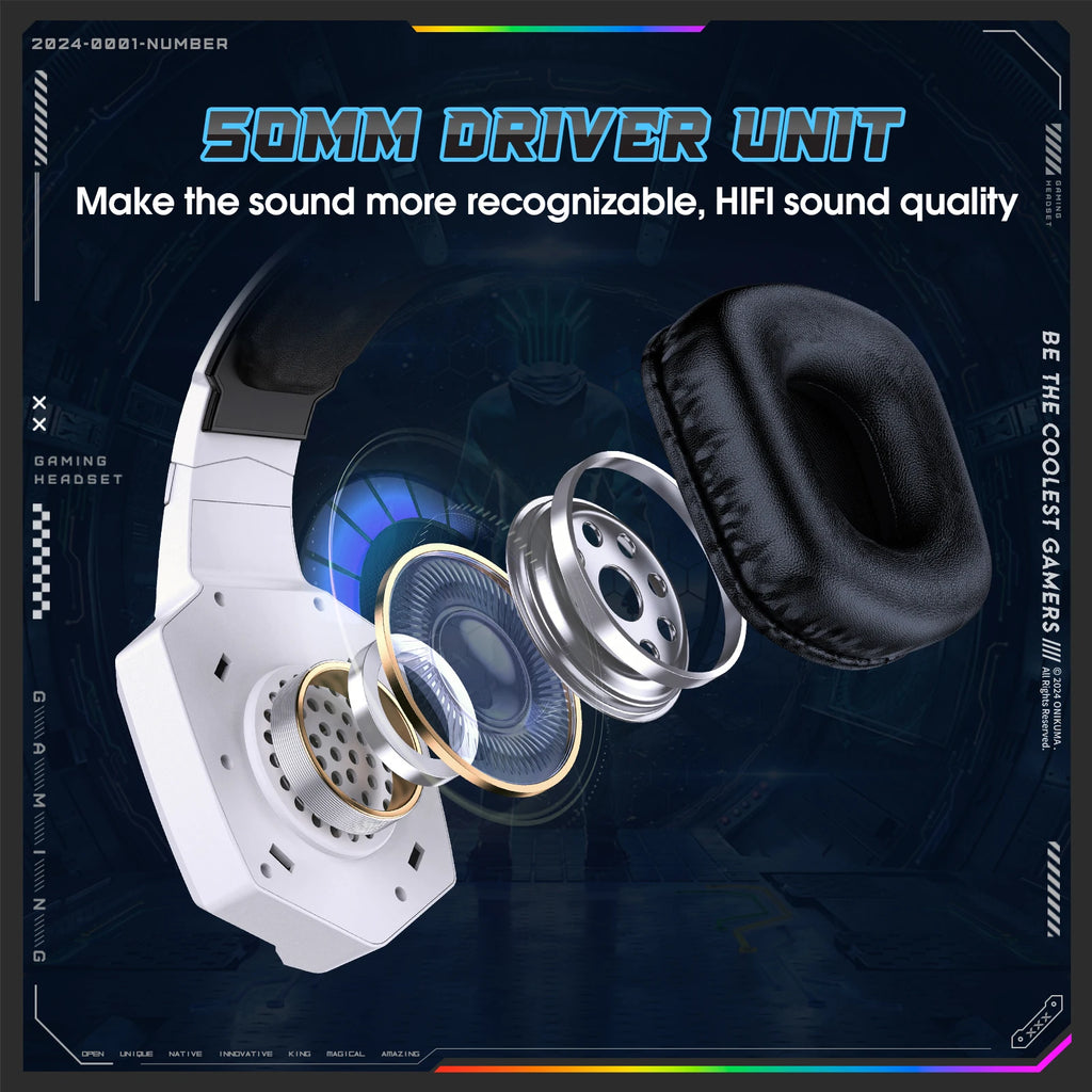 Wireless Gaming Headset with Active Noise Canceling - White Tidesmit Tidesmit