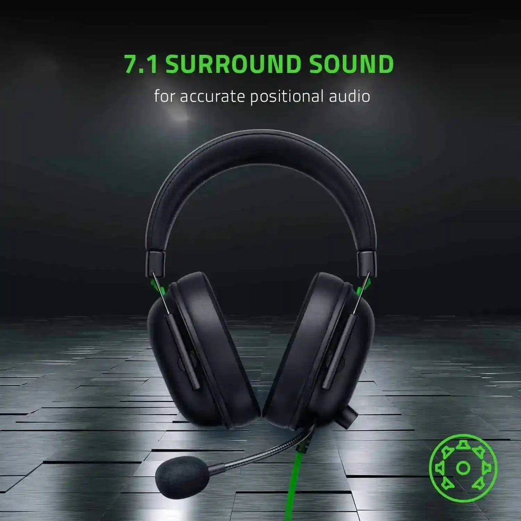 Razer BlackShark V2 X Gaming Headset with 7.1 Surround Sound - Black, White, Green Tidesmit