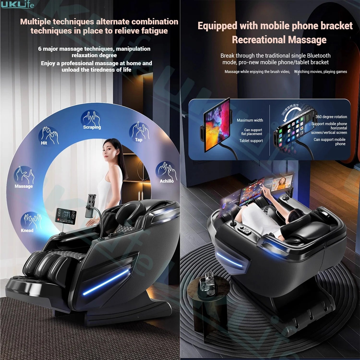 6D SL-Track Full Body Massage Chair - Deep Tissue Heat Therapy Body Shaping Massage Equipment Tidesmit