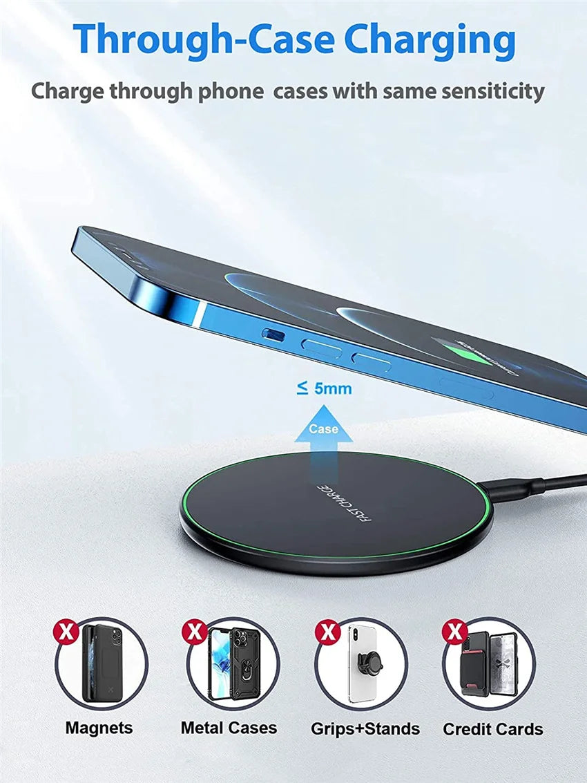 60W Fast Wireless Charging Dock - Qi Certified for iPhone and Samsung Tidesmit